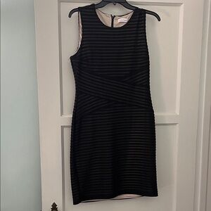 Calvin Klein Black Striped Sleeveless Sheath Dress